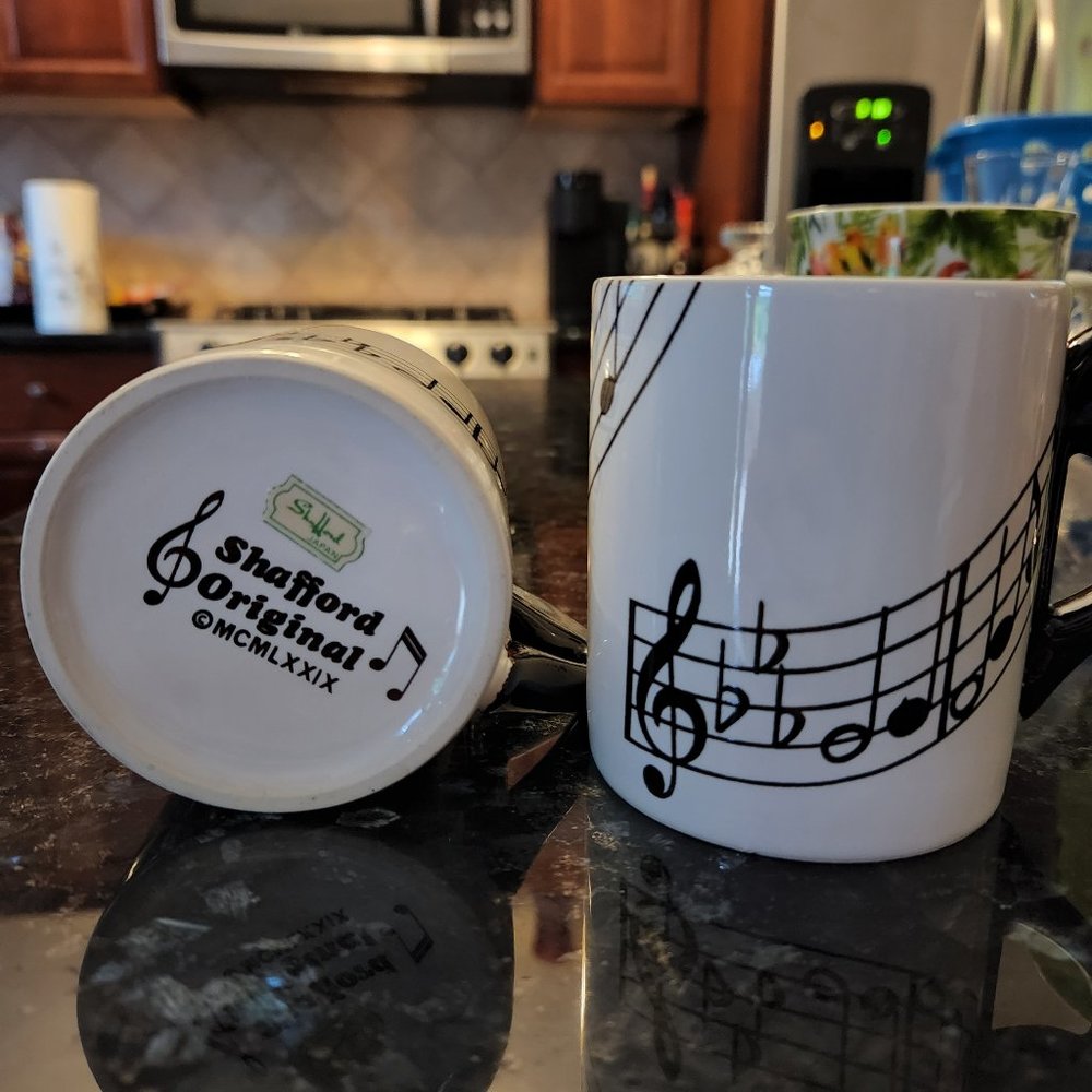 Vintage Adorable Musical Note Mugs by Shafford Original  EUC